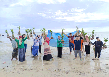 Mahasiswa Prodi EKT IPB University Tanam 1000 Mangrove di Pulau Pari